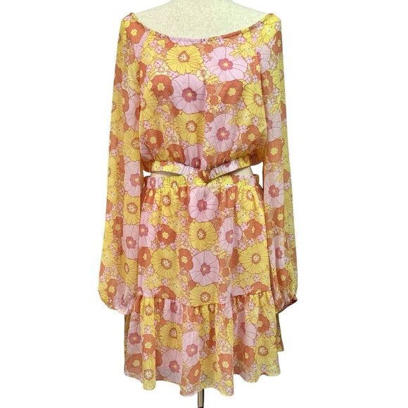 Steve Madden Dresses & Skirts - Steve Madden Cadi Floral Long Sleeve Mini Dress Size Large Multicolor NWT